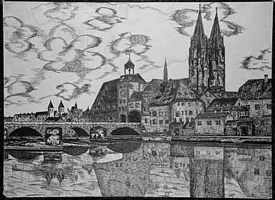 Tusche zeichnung Regensburg Winkler